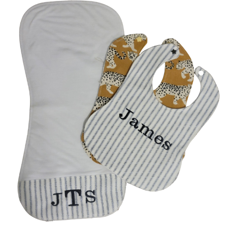 Perfect Baby Gift Set - Choose 2 Bibs + 1 Custom Burp Cloth