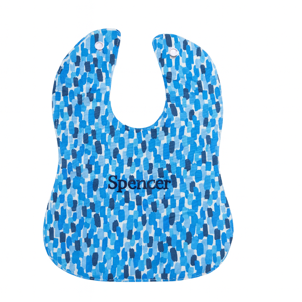 Shades of Blue Modern Style Custom Embroidered Baby Bib